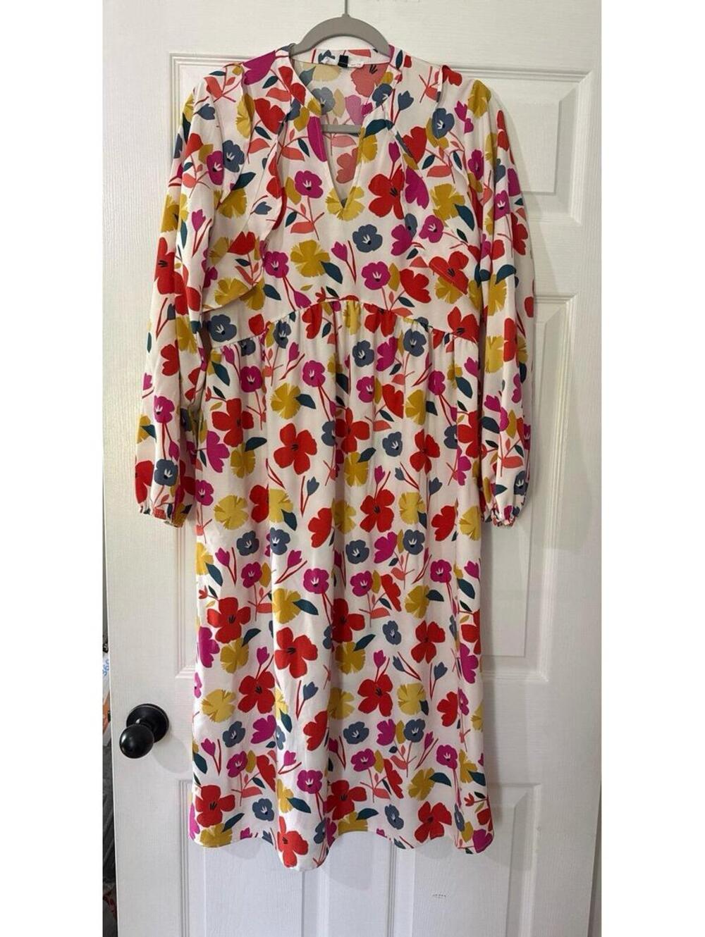 Michelle McDowell Vibrant Floral Print Midi Dress Medium